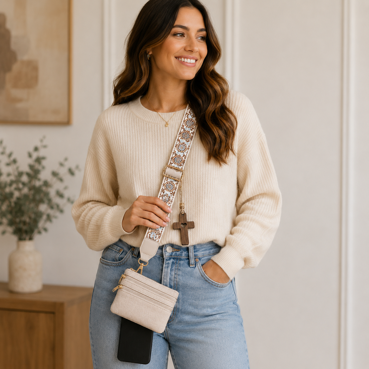 Worn By Faith™ Boho Floral Crossbody Strap