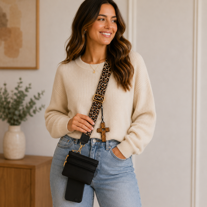 Worn By Faith™ Leopard Print Crossbody Strap