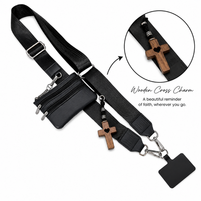 Worn By Faith™ Black Crossbody Strap