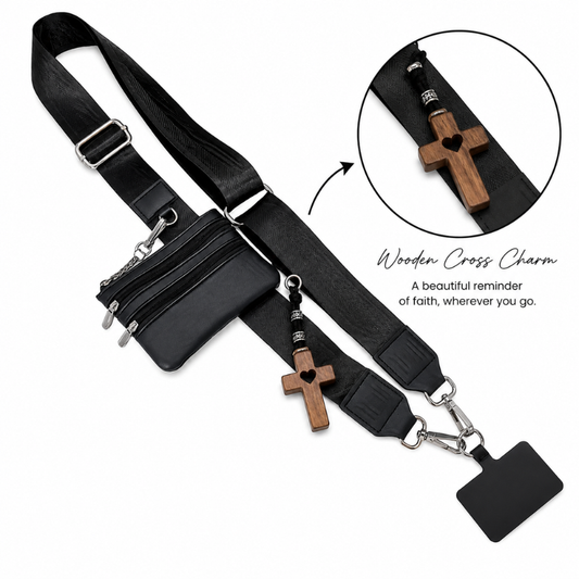 Worn By Faith™ Black Crossbody Strap