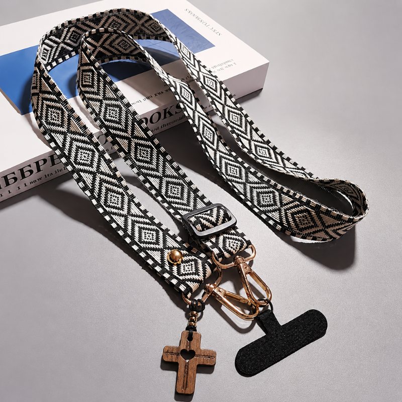 Worn By Faith™ Monochrome Geometric Phone Strap