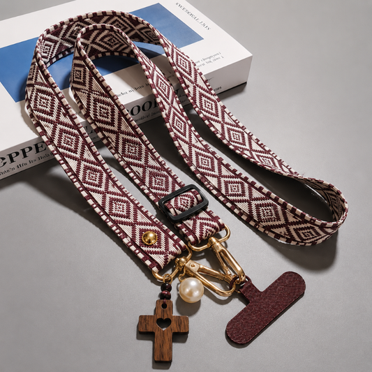 Worn By Faith™ Burgundy Diamond Crossbody Phone Strap